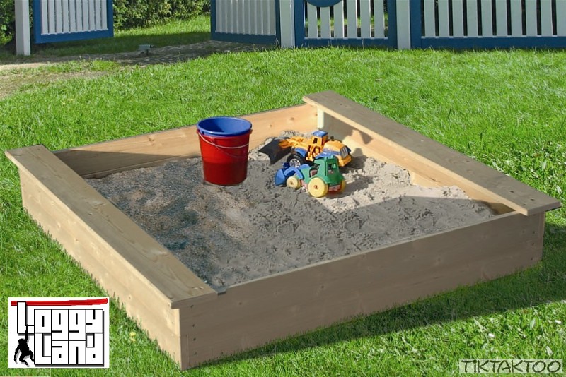 Sandkasten mit Abdeckhaube 150x150 cm TikTakToo